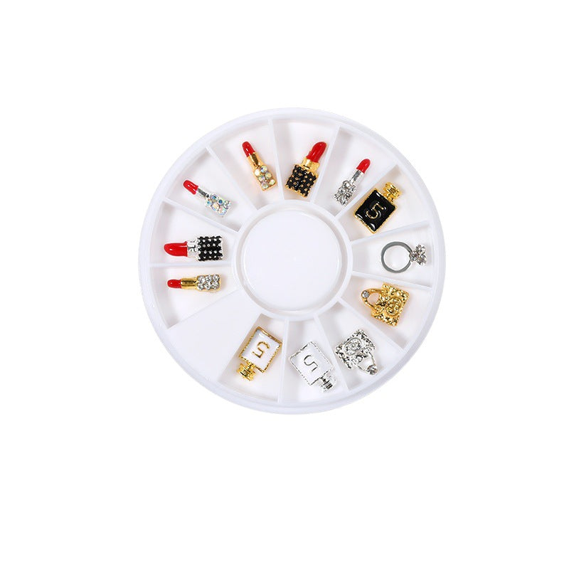Metal Drop Oil Pearl Flower Lipstick Alloy Nail Art