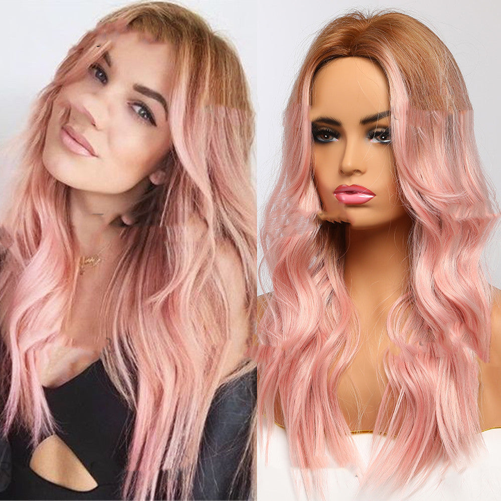 European And American Headgear Waist Long Curly Hair Gradient Big Wave Anime