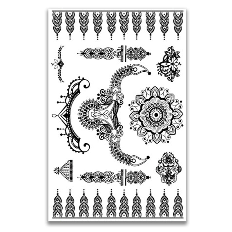 Black lace waterproof tattoo stickers