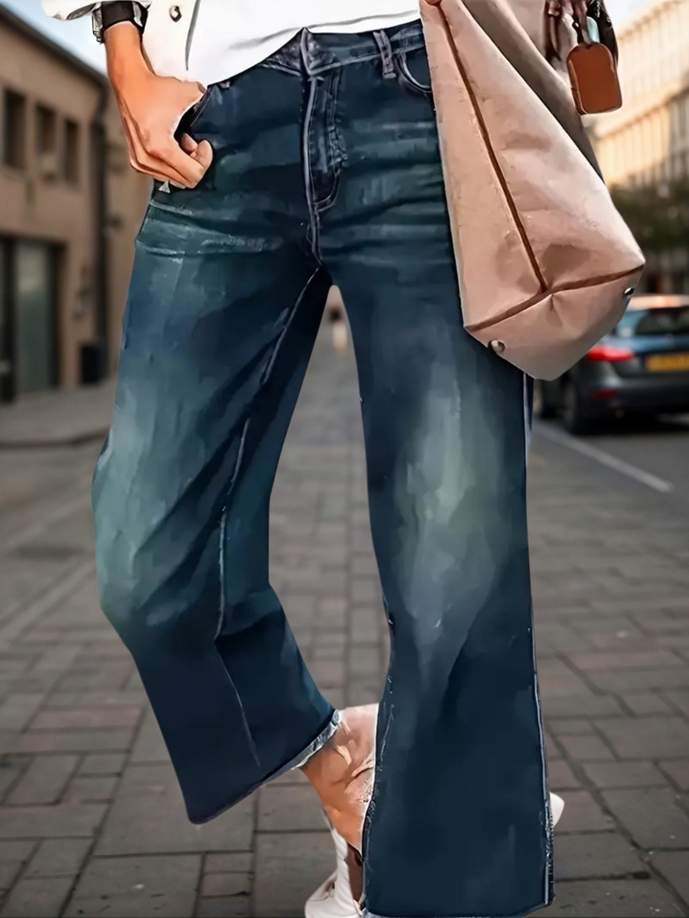 2025 Women's Denim Pants, Wide Leg Jeans, With Built-in Zipper Closure