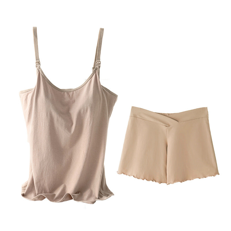 Basic Undershirt With Chest Pad Pregnant Woman Breastfeeding Suspenders Pregnant Woman Suspender Suit Cotton During