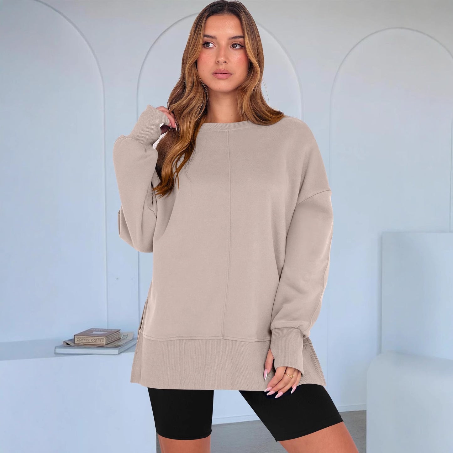 Fashion Casual Round Neck Pullover Loose Sports Long-sleeved Sweater