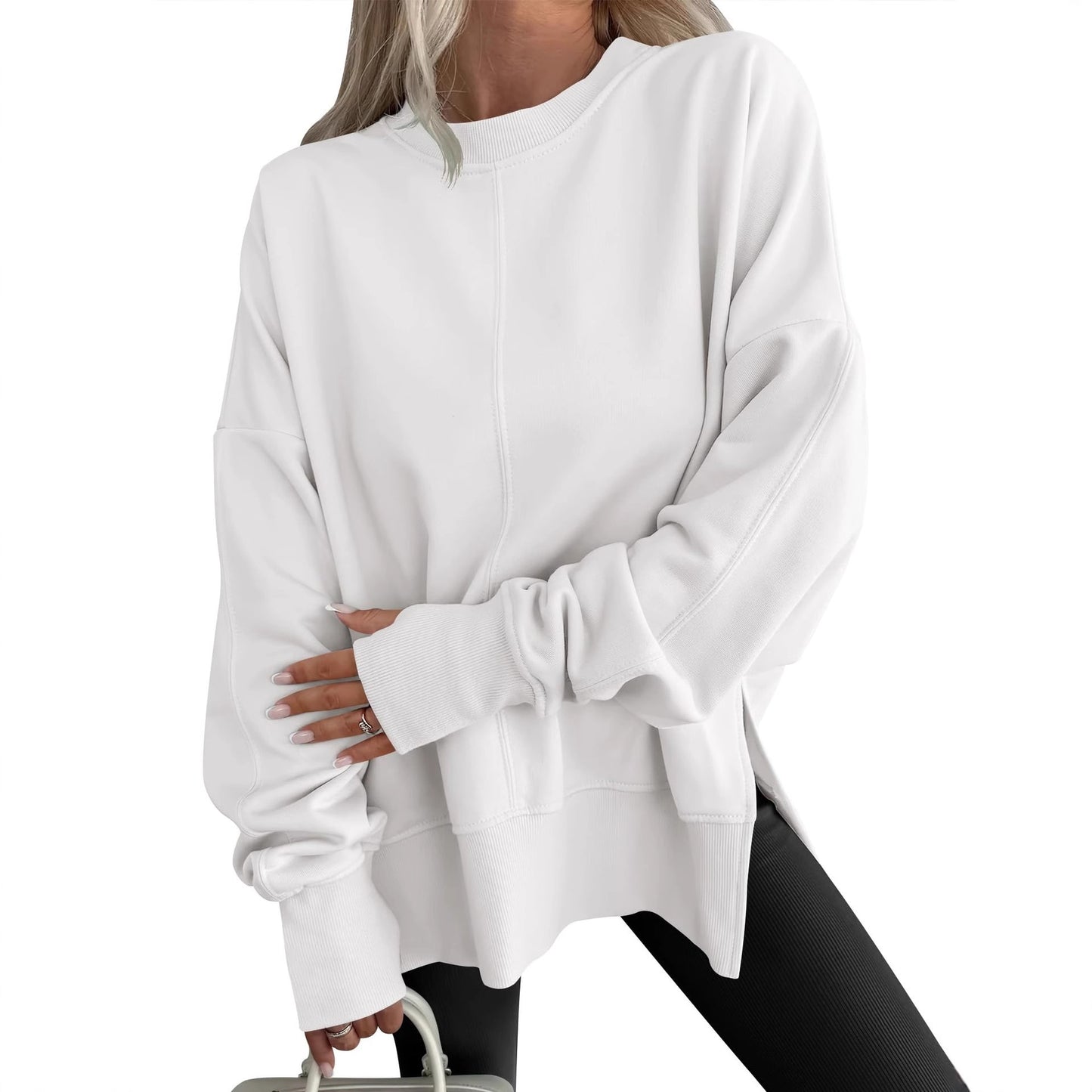 Fashion Casual Round Neck Pullover Loose Sports Long-sleeved Sweater