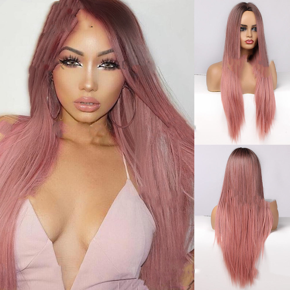 European And American Headgear Waist Long Curly Hair Gradient Big Wave Anime