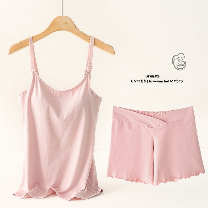 Basic Undershirt With Chest Pad Pregnant Woman Breastfeeding Suspenders Pregnant Woman Suspender Suit Cotton During