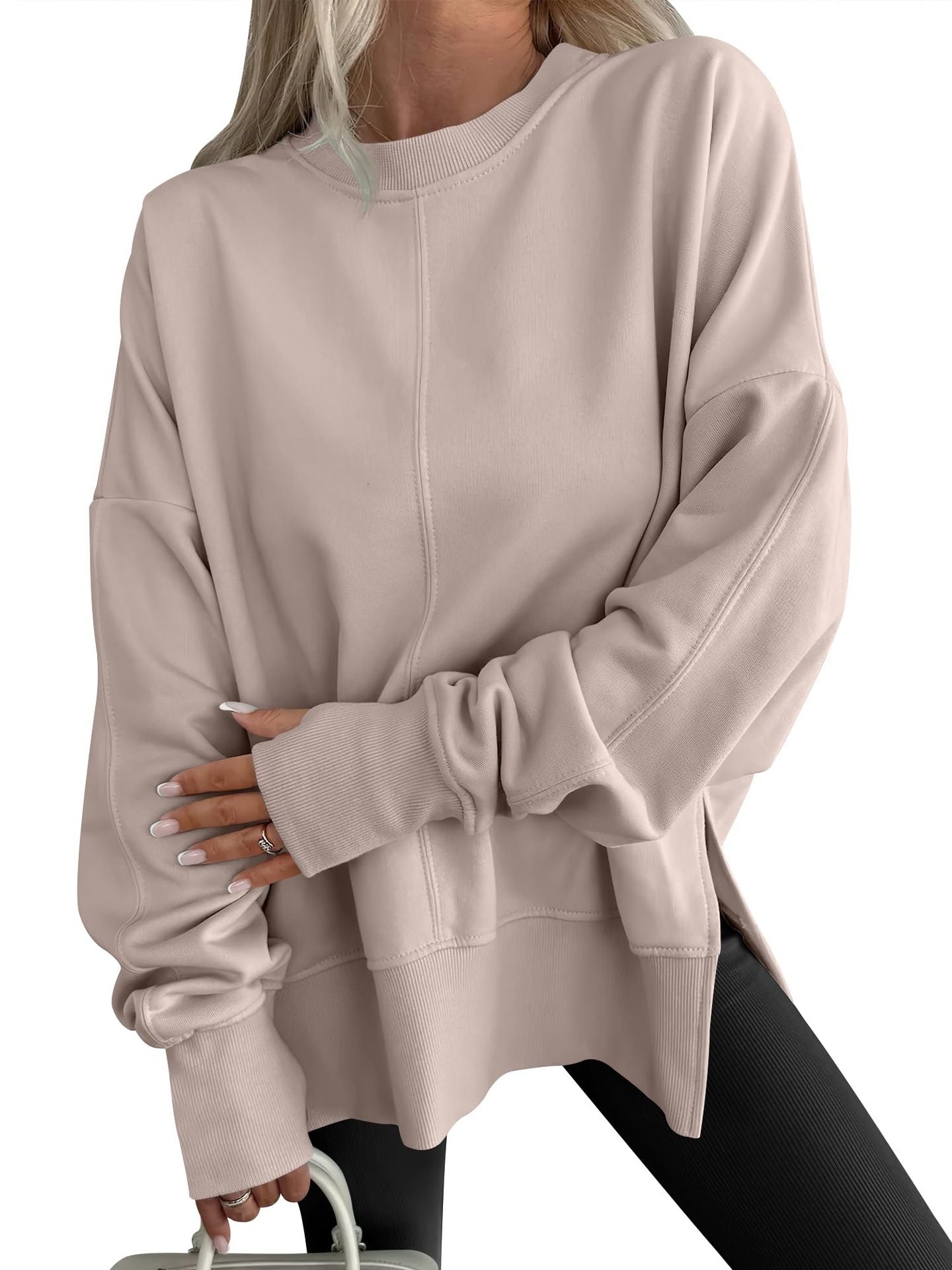 Fashion Casual Round Neck Pullover Loose Sports Long-sleeved Sweater